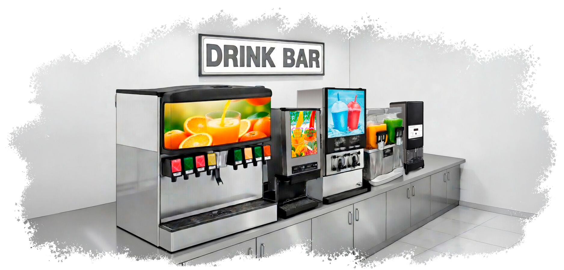 飲料ディスペンサーが設置された店内の様子